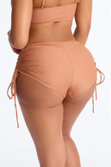 Maui Mix And Match Ruched Side Short Bikini Bottom - Brown