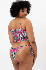 Meg Shine Tankini Bikini Top - Black Morrison Hibiscus