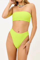 Jenna Ribbed High Waist Bikini Bottom - Slime