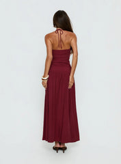 Marguerite Halter Maxi Dress Ruby Wine