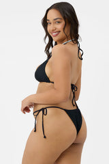 Tia Ribbed Triangle Bikini Top - Black