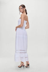 Empress Strapless Smocked Maxi Dress - White