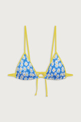 Lumia Triangle Bralette Bikini Top - Blue Daisy
