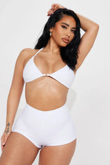 Miley Triangle 2 Piece Boyshort Bikini - White
