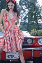 Tulsa Halter Midi Dress - Scarlet Stripe