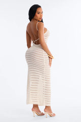 Haile Crochet Maxi Scoop Swim Cover Up Dress - White