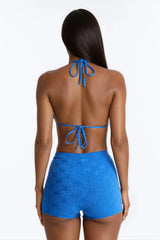 Marla Terry Cloth 2 Piece Boyshort Bikini Set - Blue
