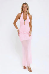 Luxe Legacy Halter Maxi Dress Pink