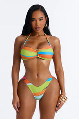 Rosalia Geometric Print Bandeau Bikini & Pant Set - Multi Color