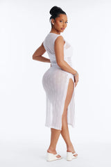 Cold Water Mesh Cover Up Dress - White