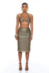 Here For A Good Time Sequin Bikini 3 Piece Set - Gold