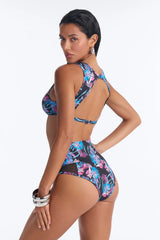 Seaside Glow Floral Tank Cropped 2 Piece Bikini - Black/combo