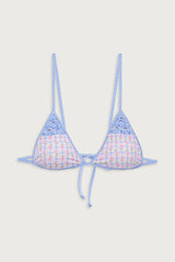 Tanner Plaid Triangle Bikini Top - Rose Picnic