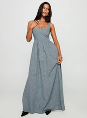 Cartmel Check Maxi Dress Navy