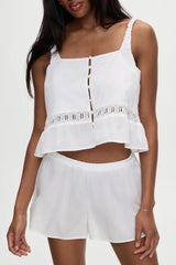 Airy Poplin Mini Shorts - White