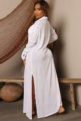 Breezy Nights Linen Swim Cover Up Kimono - White