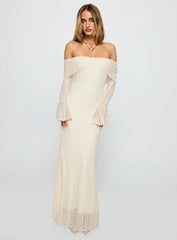 Perdita Long Sleeve Lace Maxi Dress Cream
