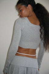 Claude Lightweight Knit Mini Crop Top - Heather Grey