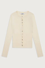 Lenon Cloud Knit Button Up Cardigan - Porcelain