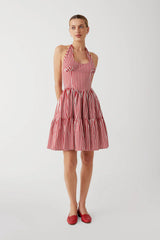 Tulsa Halter Midi Dress - Scarlet Stripe
