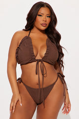 Ariel Ruched 2 Piece Bikini - Chocolate