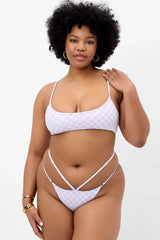 Dallas Checkered Bralette Bikini Top - Purple Check