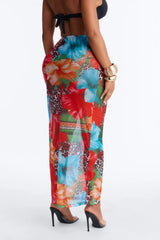 Tropic Tide Animal Floral Mesh Cover Up Skirt - Multi Color