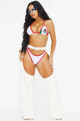 Mexico Getaway 3 Piece Bikini Set - Red/combo