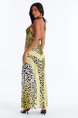 Party Princess Leopard Swim Cover Up Maxi Dress - Leopard