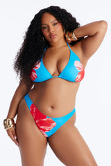 Liliana 2 Piece Floral Triangle Bikini Set - Blue/combo