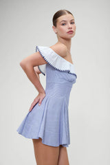 Lilah Striped Mini Dres - Midnight Stripe