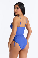 Tide Me Tighted Belted 1 Piece Swimsuit - Blue