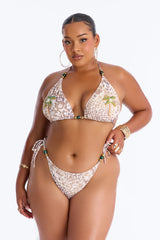 Coastal Tide Leopard Applique 2 Piece Bikini Set - White/combo