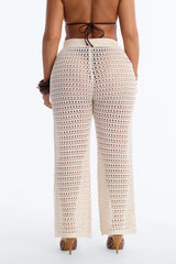 Temptress Textured Knit Swim Cover Up Pant - Cream