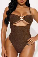 Ophelia Swirl Hardware Shimmer 1 Piece Swimsuit - Bronze