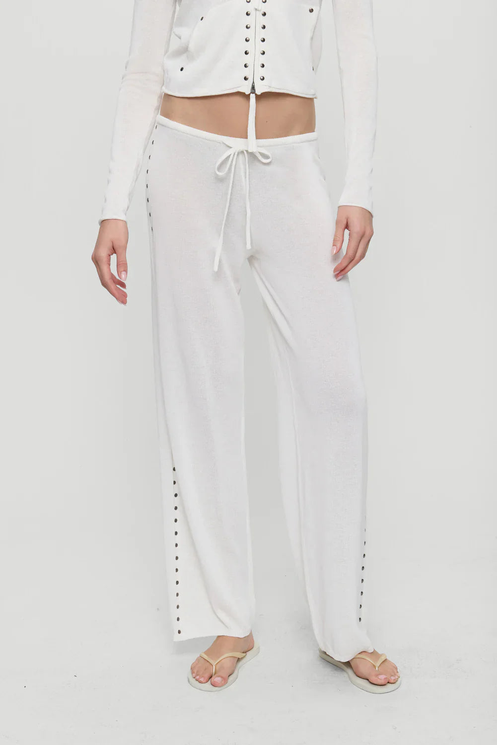 Ela Low Rise Knit Pants - Coconut Cream