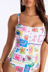 Marina Tropical 1 Piece Swimsuit - White/combo