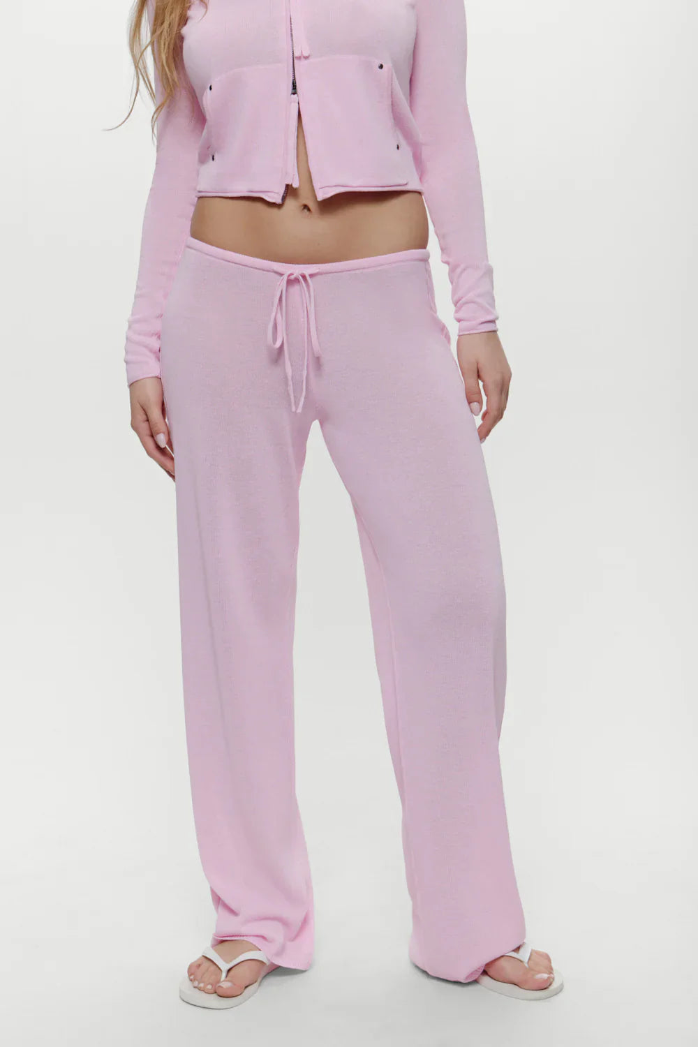 Ela Low Rise Knit Pants - Pink Cloud