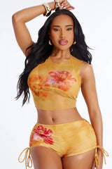 Island Vibe Bikini And Coverup Top - Mustard