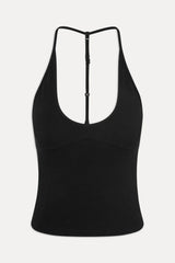 x JENNIE Chantal Cotton Halter Top - Black