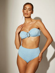 Boho Baby Blue Daisy Crinkle Bikini Top