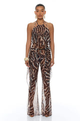 Golden Getaway Mesh Swim Cover Up - Brown/combo