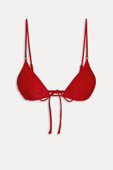 x JENNIE Elena Beaded Bikini Top - Classic Red