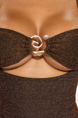Ophelia Swirl Hardware Shimmer 1 Piece Swimsuit - Bronze