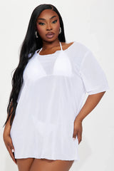 Shaina Ripped Cutout Mesh Cover Up - White