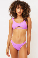 Cole Ribbed Cheeky Bikini Bottom - Passionfruit