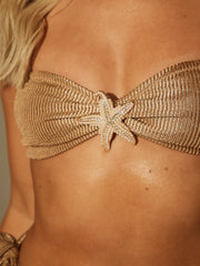 Serene Decal Bikini Top in Gold