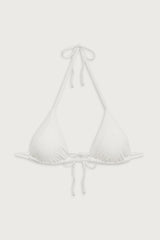 Sky Triangle Ribbed Bikini Top - White