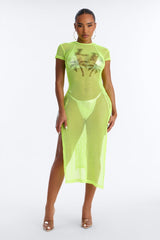 LA Nights Fishnet Cover Up Dress - Yellow