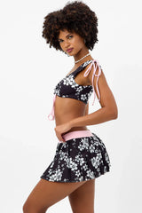 Windy Ruched Floral Crop Top - Plush Plumeria